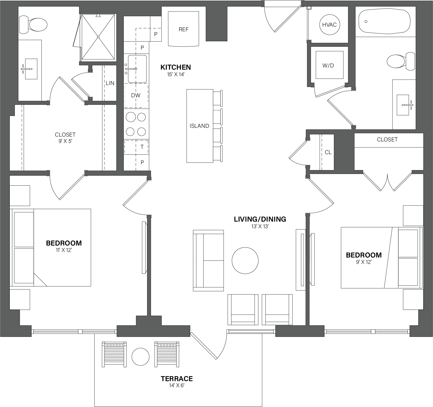 Floorplan image of apartment 1217